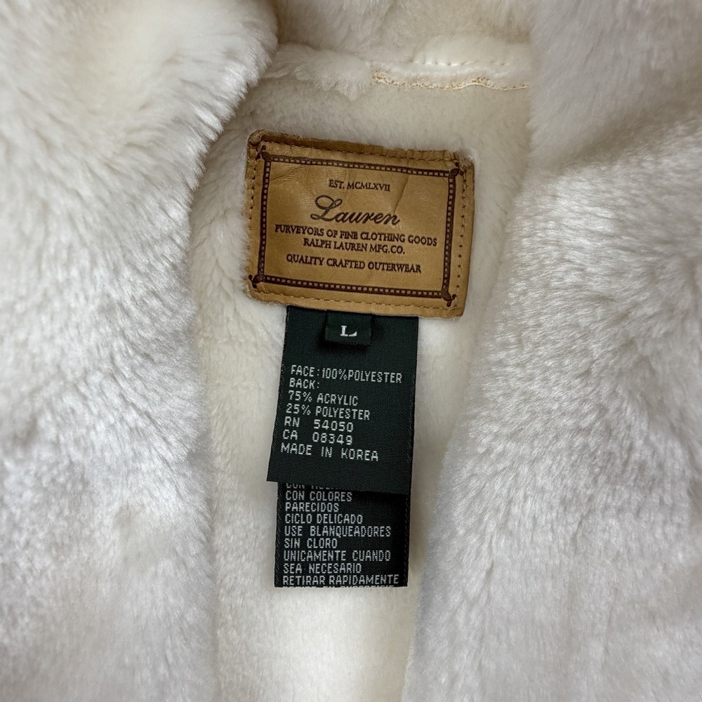 Lauren Ralph Lauren Faux Shearling Vest Women's Large Sleeveless Hook Front Coat - Picture 2 of 9